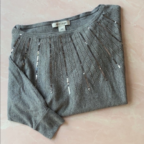 White House Black Market Sweaters - WHBM Grey Embellished Dolman Sleeve Sweater Sz XXS